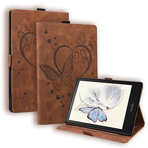 Amazon Kindle Paperwhite 5 2021 6.8 Inch | Compatible With 11Th Generation (2021 Release) Embossed Leather Funda Kindle Paperwhite Signature Edition Ereader,Brown,Butterfly,Paperwhite 11Th 2021 von FDPEISHI