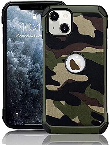 FDTCYDS iPhone 13 Mini Hülle Shockproof Hybrid Rugged Camouflage Cover Handyhülle für Apple iPhone 13 Mini - Camo Grün von FDTCYDS