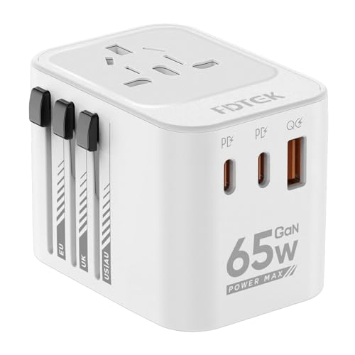 FDTEK 65W Reiseadapter Weltweit, Universal Reisestecker Adapter mit 2 USB-C, 1 USB-A und 1AC Steckdose, Internationaler Steckdosenadapter, Travel Adapter für Europa USA Mexiko Australien 200+ Ländern FDTEK 65W Reiseadapter Weltweit, Universal Reisestecker Adapter mit 2 USB-C, 1 USB-A und 1AC Steckdose, Internationaler Steckdosenadapter, Travel Adapter für Europa USA Mexiko Australien 200+ Ländern von FDTEK