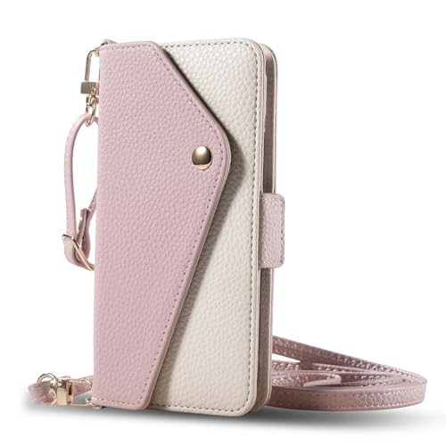 FDUJINH Brieftasche Hülle Für iPhone 16 Pro Max/16 Pro/16 Plus/16, Magnetverschluss Flip Lederhülle Ständer Rundumschutz Handyhülle,Rosa,16 Pro Max von FDUJINH
