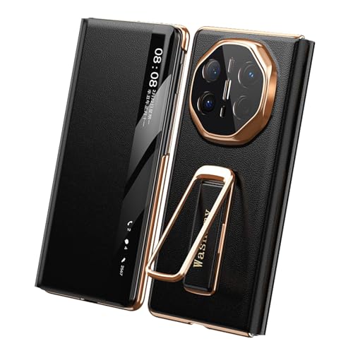 FDUJINH Echtes Leder Hülle Für Huawei Mate X6, Intelligenter Sichtbares Fenster Flip Handschlaufe Handyhülle Unsichtbarer Ständer Rundumschutz Fall,Schwarz,Mate X6 FDUJINH Echtes Leder Hülle Für Huawei Mate X6, Intelligenter Sichtbares Fenster Flip Handschlaufe Handyhülle Unsichtbarer Ständer Rundumschutz Fall,Schwarz,Mate X6 von FDUJINH