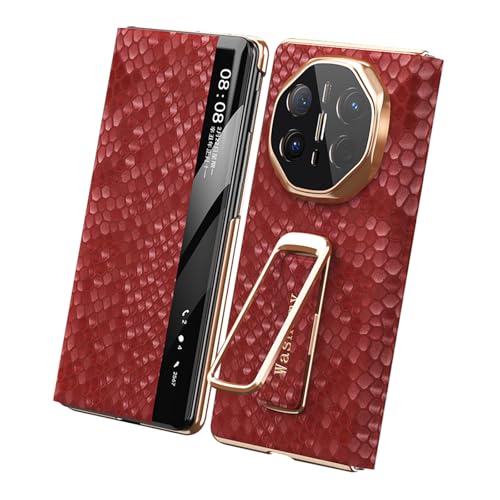 FDUJINH Echtes Leder Hülle Für Huawei Mate X6, Intelligenter Sichtbares Fenster Flip Handschlaufe Handyhülle Unsichtbarer Ständer Rundumschutz Kratzfest,Rot,Mate X6 FDUJINH Echtes Leder Hülle Für Huawei Mate X6, Intelligenter Sichtbares Fenster Flip Handschlaufe Handyhülle Unsichtbarer Ständer Rundumschutz Kratzfest,Rot,Mate X6 von FDUJINH