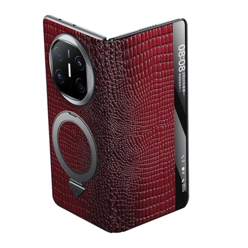 FDUJINH Echtes Leder Hülle Für Huawei Mate X6, Magnetisch Ring Ständer Handyhülle Intelligenter Sichtbares Fenster Luxus Krokodilmuster Schutzhülle,Rot,Mate X6 FDUJINH Echtes Leder Hülle Für Huawei Mate X6, Magnetisch Ring Ständer Handyhülle Intelligenter Sichtbares Fenster Luxus Krokodilmuster Schutzhülle,Rot,Mate X6 von FDUJINH