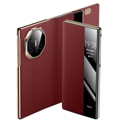 FDUJINH Echtes Lederhülle Für Huawei Mate XT, Flip View Fenster Ultradünnes Luxury Geschäftlich Handyhülle Rundumschutz Stossfest,Rot,Mate XT FDUJINH Echtes Lederhülle Für Huawei Mate XT, Flip View Fenster Ultradünnes Luxury Geschäftlich Handyhülle Rundumschutz Stossfest,Rot,Mate XT von FDUJINH