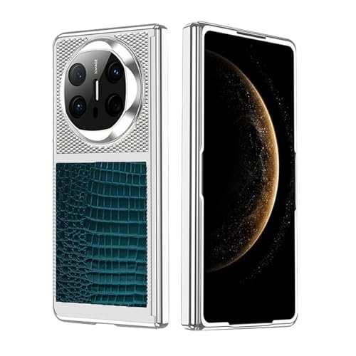 FDUJINH Handyhülle Für Huawei Mate X6, Luxus Ganzkörper Echt Leder Hülle Mit Eingebauter Glas Displayschutzfolie Kratzfeste Scharnier Abdeckung,Grün,Mate X6 von FDUJINH