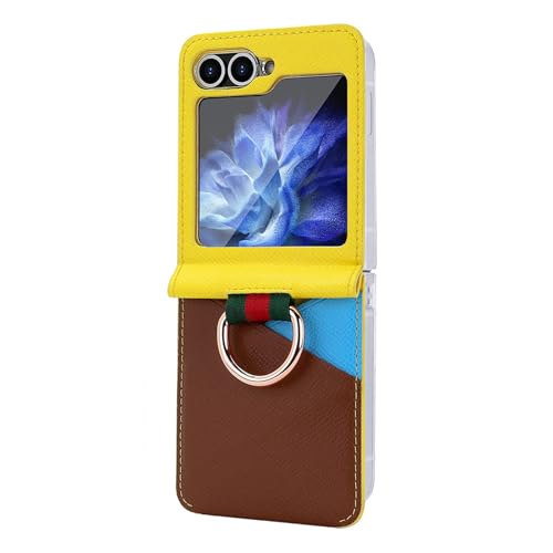 FDUJINH Handyhülle Für Samsung Galaxy Z Flip 6, Mit Ringständer Und Kartenfach Geldbörsen RFID Schützt Leder Hülle Zweifarben-Design,Gelb,Flip 6 FDUJINH Handyhülle Für Samsung Galaxy Z Flip 6, Mit Ringständer Und Kartenfach Geldbörsen RFID Schützt Leder Hülle Zweifarben-Design,Gelb,Flip 6 von FDUJINH