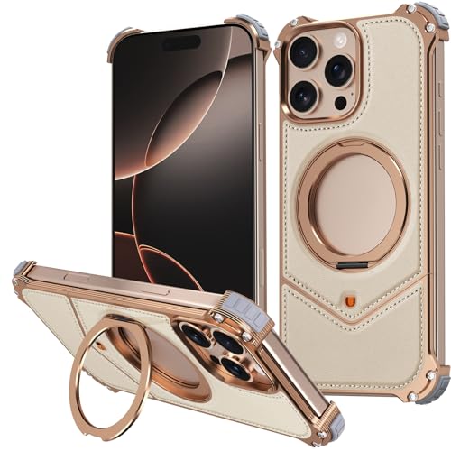 FDUJINH Handyhülle Für iPhone 16 Pro Max/16 Pro, Mit Ring Ständer Ultradünnes Hülle Rahmenlos Magnetisches Stossfest Metall Lederhülle,Gold,16 Pro Max FDUJINH Handyhülle Für iPhone 16 Pro Max/16 Pro, Mit Ring Ständer Ultradünnes Hülle Rahmenlos Magnetisches Stossfest Metall Lederhülle,Gold,16 Pro Max von FDUJINH