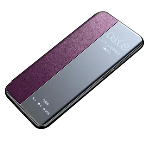 FDUJINH Handyhülle Für iPhone 16 Pro Max/16 Pro/16 Plus/16, Sichtbares Fenster Flip Hülle Leder Ganzkörperschutz Stoßfest Ultradünnes Schutzhülle,Lila,16 Plus von FDUJINH