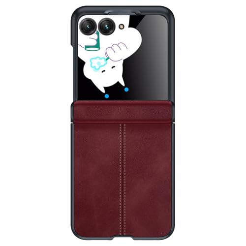 FDUJINH Handyhülle Leder Für Motorola Razr 60, Mit Eingebauter Glas Displayschutzfolie, Scharnier Schutz Vintage Hülle,Rot,60 FDUJINH Handyhülle Leder Für Motorola Razr 60, Mit Eingebauter Glas Displayschutzfolie, Scharnier Schutz Vintage Hülle,Rot,60 von FDUJINH