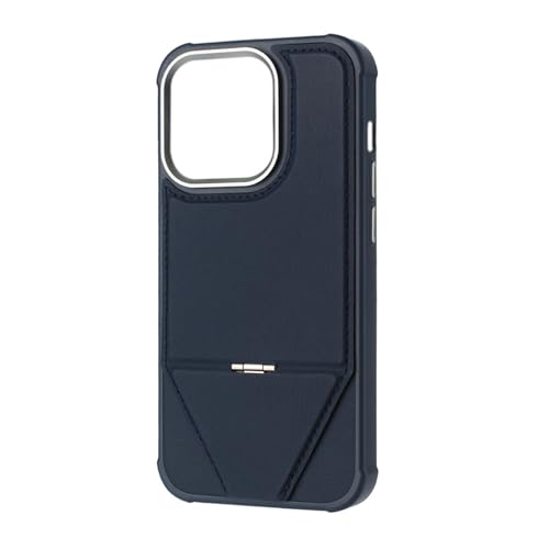 FDUJINH Handyhülle Leder Für iPhone 16 Pro Max/16 Pro/16 Plus/16, Starke Magnetische Kabellos Laden Hülle Faltbare Ständer Schutzhülle,Blau,16 Pro Max von FDUJINH
