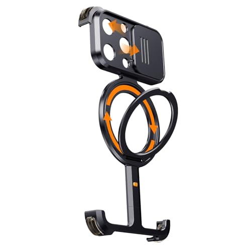 FDUJINH Handyhülle Metall Für iPhone 16 Pro Max/16 Pro, Drehbar Ständer Magnetisches Hülle Wärmeableitung Rahmenlose Kameraschutz Schutzhülle,Schwarz,16 Pro Max von FDUJINH