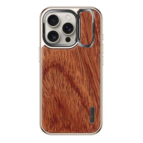 FDUJINH Hülle Für iPhone 16 Pro Max/16 Pro/16, Magnetisches Holz Galvanisierte Handyhülle Faltbare Ständer Kameraschutz Abdeckung,Braun,16 Pro FDUJINH Hülle Für iPhone 16 Pro Max/16 Pro/16, Magnetisches Holz Galvanisierte Handyhülle Faltbare Ständer Kameraschutz Abdeckung,Braun,16 Pro von FDUJINH