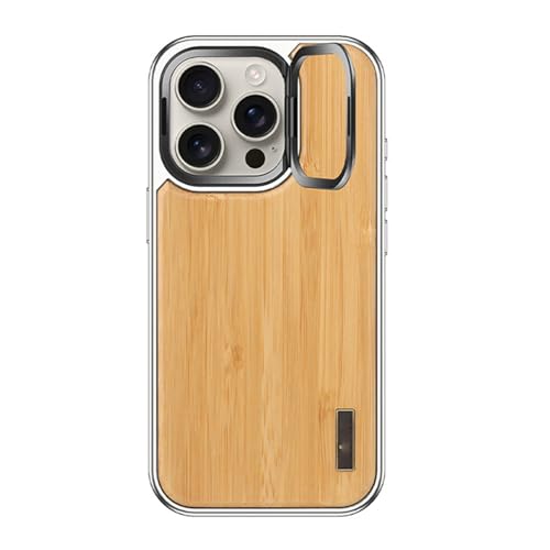 FDUJINH Hülle Für iPhone 16 Pro Max/16 Pro/16, Magnetisches Holz Galvanisierte Handyhülle Faltbare Ständer Kameraschutz Abdeckung,Gelb,16 Pro Max FDUJINH Hülle Für iPhone 16 Pro Max/16 Pro/16, Magnetisches Holz Galvanisierte Handyhülle Faltbare Ständer Kameraschutz Abdeckung,Gelb,16 Pro Max von FDUJINH