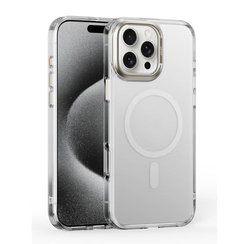 FDUJINH Hülle Für iPhone 16 Pro Max/16 Pro/16 Plus/16, Durchscheinende Magnetisches Handyhülle Rückseite Kameraschutz Stossfest Schutzhülle,Clear,16 Pro von FDUJINH