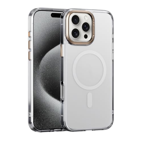 FDUJINH Hülle Für iPhone 16 Pro Max/16 Pro/16 Plus/16, Durchscheinende Magnetisches Handyhülle Rückseite Kameraschutz Stossfest Schutzhülle,Gold,16 Pro Max von FDUJINH