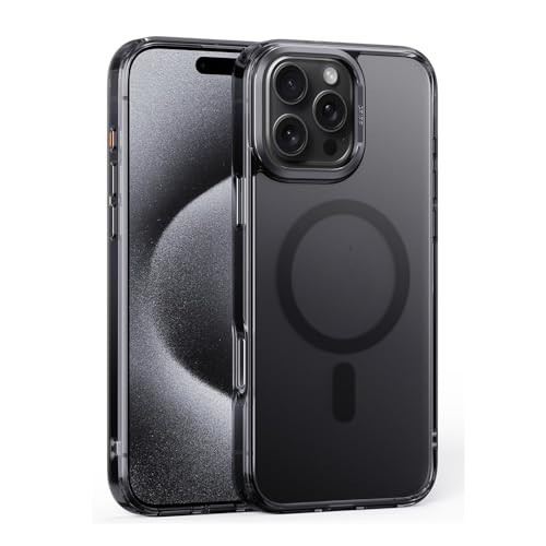FDUJINH Hülle Für iPhone 16 Pro Max/16 Pro/16 Plus/16, Durchscheinende Magnetisches Handyhülle Rückseite Kameraschutz Stossfest Schutzhülle,Schwarz,16 Plus von FDUJINH