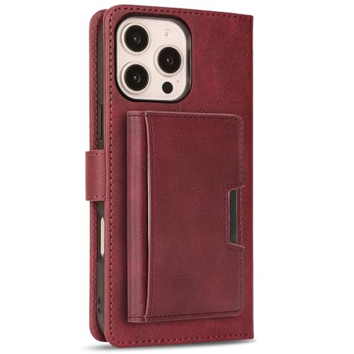 FDUJINH Hülle Magnetisch Für iPhone 16 Pro Max/16 Pro/16 Plus/16, Demontage Kartenfächern Flip Brieftasche Leder Handyhülle Standfunktion,Rot,16 FDUJINH Hülle Magnetisch Für iPhone 16 Pro Max/16 Pro/16 Plus/16, Demontage Kartenfächern Flip Brieftasche Leder Handyhülle Standfunktion,Rot,16 von FDUJINH