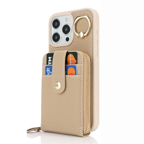 FDUJINH Leder Hülle Für iPhone 16 Pro Max/16 Pro/16 Plus/16, Brieftasche Handyhülle Reißverschluss Kartenfach Ring Ständer Schutzhülle,Beige,16 Plus FDUJINH Leder Hülle Für iPhone 16 Pro Max/16 Pro/16 Plus/16, Brieftasche Handyhülle Reißverschluss Kartenfach Ring Ständer Schutzhülle,Beige,16 Plus von FDUJINH