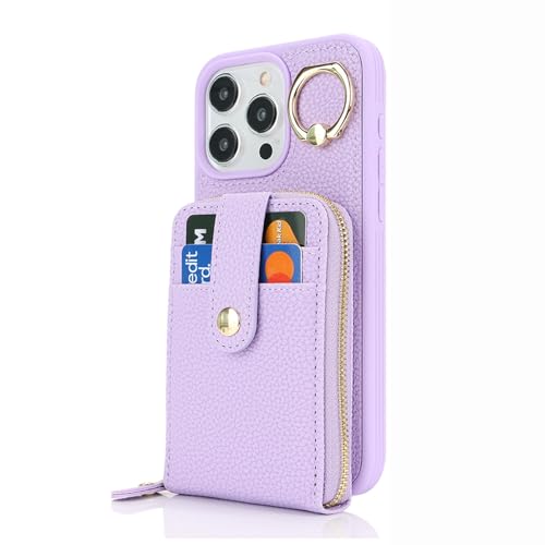 FDUJINH Leder Hülle Für iPhone 16 Pro Max/16 Pro/16 Plus/16, Brieftasche Handyhülle Reißverschluss Kartenfach Ring Ständer Schutzhülle,Lila,16 Pro Max FDUJINH Leder Hülle Für iPhone 16 Pro Max/16 Pro/16 Plus/16, Brieftasche Handyhülle Reißverschluss Kartenfach Ring Ständer Schutzhülle,Lila,16 Pro Max von FDUJINH