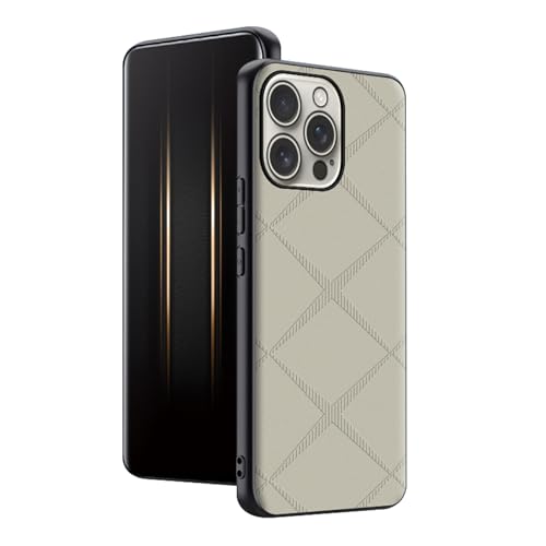 FDUJINH Leder Hülle Für iPhone 16 Pro Max/16 Pro/16 Plus/16, Stoßfest Bedruckt Modischem Handyhülle Minimalistische Anti-Fingerabdruck,Grau,16 Plus von FDUJINH