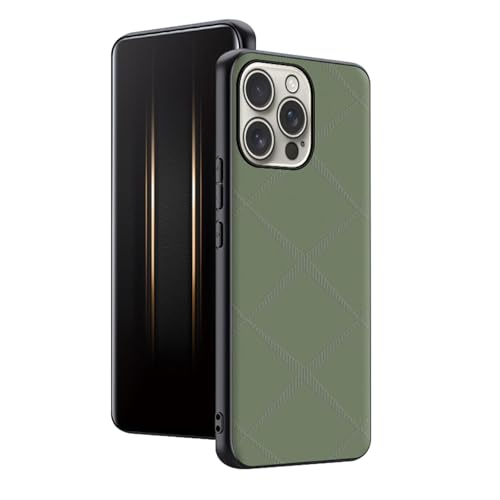 FDUJINH Leder Hülle Für iPhone 16 Pro Max/16 Pro/16 Plus/16, Stoßfest Bedruckt Modischem Handyhülle Minimalistische Anti-Fingerabdruck,Grün,16 Plus von FDUJINH