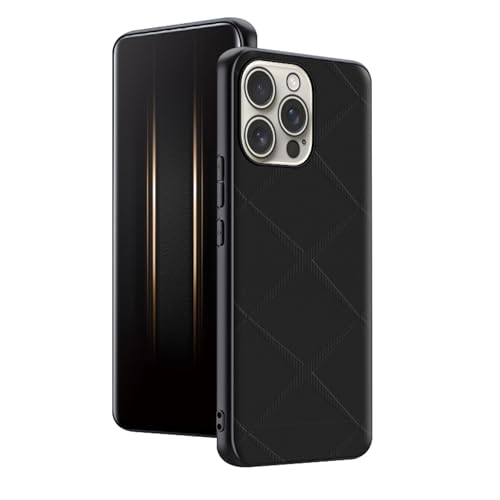 FDUJINH Leder Hülle Für iPhone 16 Pro Max/16 Pro/16 Plus/16, Stoßfest Bedruckt Modischem Handyhülle Minimalistische Anti-Fingerabdruck,Schwarz,16 von FDUJINH