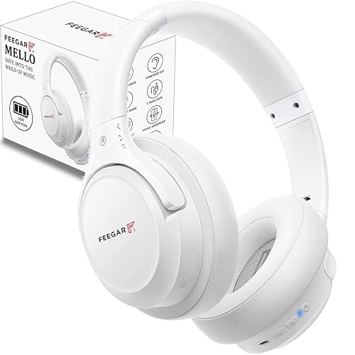 Feegar Bluetooth-Kopfhörer über Ohr, 65 Stunden Spielzeit und 6 EQ-Musikmodi, kabellose Kopfhörer mit Mikrofon, HiFi-Stereo, faltbares leichtes Headset, tiefer Bass für Zuhause, Büro, Handy, PC von FEEGAR F