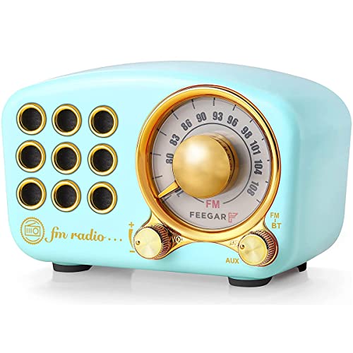 Radio Feegar Retro Bluetooth Lautsprecher,Vintage FM Radio mit altmodischem klassischem Stil,Starke Bassverstärkung,Laute Lautstärke,F-Kartenschlitz und MP3-Player Aux-Betrieb, microSD-Karte (Blau) von FEEGAR F