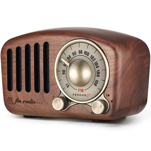 Radio Feegar Retro Bluetooth Lautsprecher,Vintage FM Radio mit altmodischem klassischem Stil,Starke Bassverstärkung,Laute Lautstärke,F-Kartenschlitz und MP3-Player Aux-Betrieb, microSD-Karte (Braun) von FEEGAR F