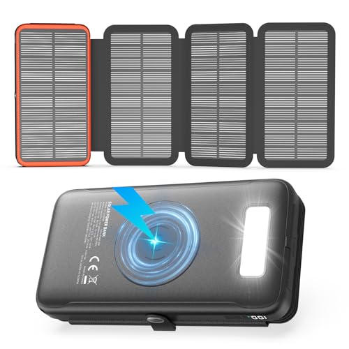 FEELLE Wireless Solar Powerbank 27000mAh - 22,5W Schnellladung USB-C Externer Akku Pack mit PD 4.0 QC 3.0 USB-Ausgang & 4 Solarpanel für Smartphones, Tablets FEELLE Wireless Solar Powerbank 27000mAh - 22,5W Schnellladung USB-C Externer Akku Pack mit PD 4.0 QC 3.0 USB-Ausgang & 4 Solarpanel für Smartphones, Tablets von FEELLE