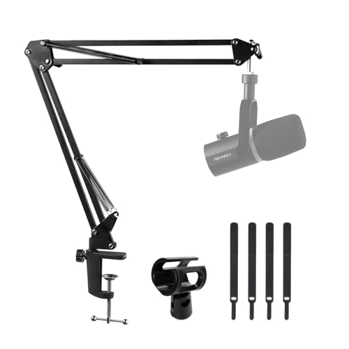 FEELWORLD AMS1 Mikrofonarm, Verstellbarer Mikrofonarm mit 3/8„ bis 5/8“ Schraube, Kompatibel mit PM1 und anderen Mikrofonen für Podcast Straming Gaming Studio von FEELWORLD