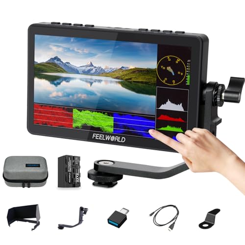 FEELWORLD F5 Pro V4 6 Zoll Touchscreen DSLR Kamera Feldmonitor mit 3D LUT F970 Externes Kit Installieren IPS FHD 1920 x 1080 4K HDMI Eingang Ausgang 5 V Typ-C Eingang inklusive 4400mah Batterie von FEELWORLD