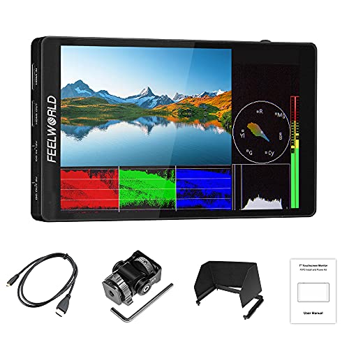 FEELWORLD F7 PRO 7-Zoll-Touchscreen-Spiegelreflexkamera-Feldmonitor mit 3D-Lut HDR-Wellenform externes Netzteil-Kit F970 1920x1200 4K 60Hz HDMI-Eingang und -Ausgang 8,4 V DC 5 V Typ-C-Ausgang von FEELWORLD