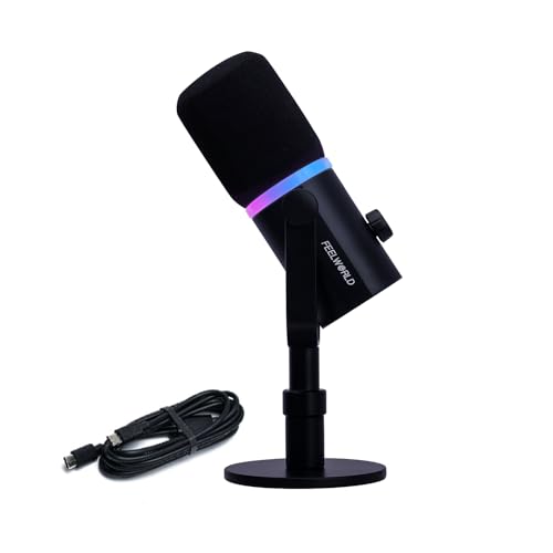 FEELWORLD Mikrofon für Podcast, Streaming und Aufnahmen, XLR/USB Anschluss, kompaktes Design von FEELWORLD