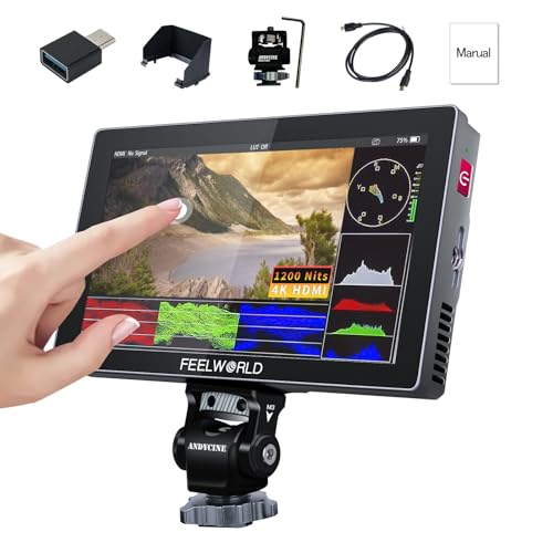 FEELWORLD P6X 5.5 Zoll 1000nits Helligkeits-Aluminiumgehäuse auf Kameramonitor, 4K HDMI DSLR Kamera Monitor mit 3D Lut Alle Wellenform schließen Batterie, Tragetasche Micro HDMI Kabel EIN von FEELWORLD