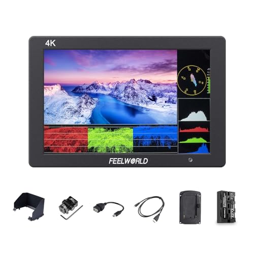 FEELWORLD T7PLUS 7-Zoll-DSLR-Kameramonitor 1920X1200 Auflösung Rec.709 Farbstandard 3D LUT Wellenform 4K HDMI Eingang und Ausgang Metallgehäuse mit Akku von FEELWORLD