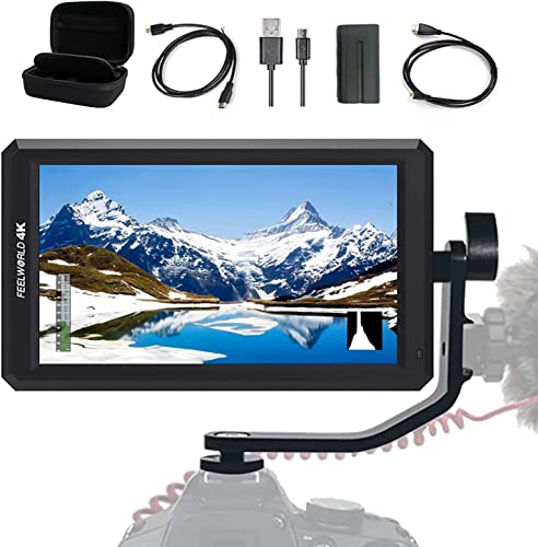 Feelworld F6 Kameramonitor 5.7 Zoll 1920 x 1080 DC 8V 4K HDMI 3D LUT Field Monitor Schwenkarm mit Stromausgang für DSLR und Gimbals von FEELWORLD