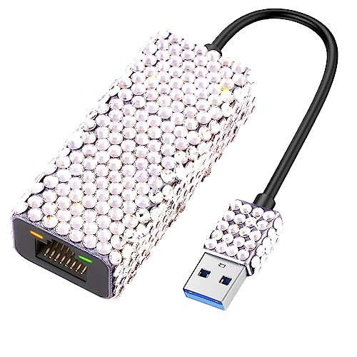 USB 3.0 auf Gigabit Ethernet Adapter Bling Bling Strass Diamant - 10/100/1000 NIC Netzwerk-Konverter USB A auf RJ45 LAN Adapter von FEENM
