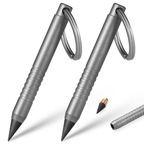 FEGVE Tintenloser ewiger Bleistift aus Titan, wiederverwendbar, endlos, für Zuhause, Büro, Schule, Schreiben, Zeichnen, Grau, 2 Stück FEGVE Tintenloser ewiger Bleistift aus Titan, wiederverwendbar, endlos, für Zuhause, Büro, Schule, Schreiben, Zeichnen, Grau, 2 Stück von FEGVE
