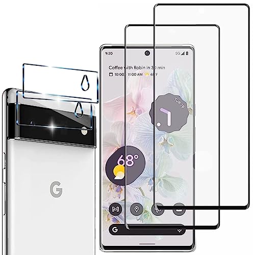 Schutzfolie Kompatibel für Google Pixel 6 Pro 5G, Fingerabdrucksensor Kompatible, +Linse Schutzfolie, 3D Full Screen Panzerglasfolie, 9H Härte, Displayschutzfolie für Google Pixel 6 Pro [2+2 pièces] von FEGYUJ