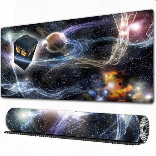 FEHWI Mauspad 80×30 cm Verlängertes großes Mauspad Schreibtischauflage,Doctor Who Tardis Dans Sternenhimmel Fantasy Hintergrund,genähte Kanten Gaming Mauspad,rutschfeste Gummibasis FEHWI Mauspad 80×30 cm Verlängertes großes Mauspad Schreibtischauflage,Doctor Who Tardis Dans Sternenhimmel Fantasy Hintergrund,genähte Kanten Gaming Mauspad,rutschfeste Gummibasis von FEHWI