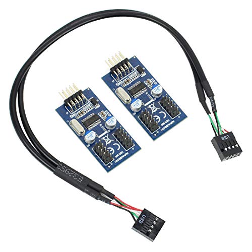 FEICHAO 1 / 5PCS Motherboard USB 2.0 9PIN Header Multiplier Splitter 9 Pin 1 bis 2 Port HUB Verlängerungskabel 30cm / 60cm Anschluss Adapter (1 Piece 30cm Type A) von FEICHAO