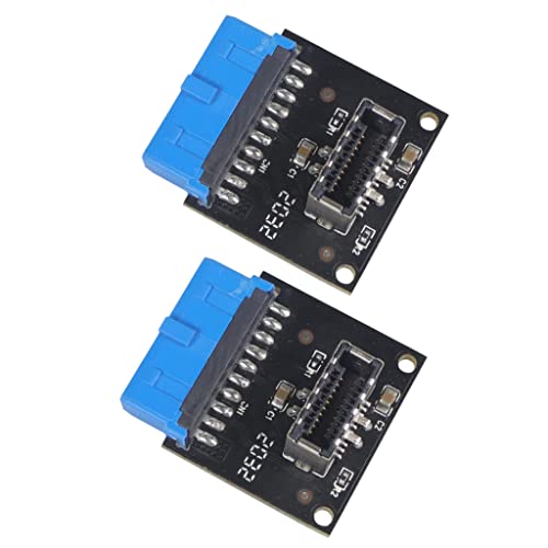 FEICHAO Adapterkarte USB 3.0 Front 19PIN auf USB 3.1 Typ E 20PIN für Motherboard PC Connector Riser Card (2 Stück, blau) von FEICHAO