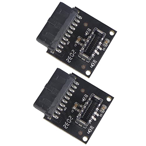 FEICHAO Adapterkarte USB 3.0 Front 19PIN auf USB 3.1 Typ E 20PIN für Motherboard PC Connector Riser Card (2 Stück, schwarz) von FEICHAO