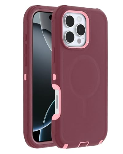 FEIYAR HOME Schutzhülle für iPhone 16 Pro Max mit 4 Schutzhüllen, militärische Qualität, stoßfest, strapazierfähig, Weinrot / Rosa FEIYAR HOME Schutzhülle für iPhone 16 Pro Max mit 4 Schutzhüllen, militärische Qualität, stoßfest, strapazierfähig, Weinrot / Rosa von FEIYAR HOME