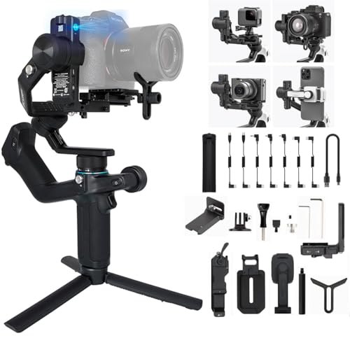 Feiyu SCORP-Mini-2 Handkardanischer 3-Achsen-Stabilisator,AI-Verfolgung für Spiegellose Kamera und Taschenkamera wie Sony,Canon,Nikon,Panasonic für Action-Kamera wie GoPro,Smartphone,1.2kg Nutzlast von FEIYU TECH
