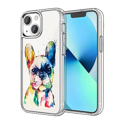 FEIZHIRUNAI Kompatibel mit iPhone 15 Hülle, Aquarell Französische Bulldogge Design Stoßfest Weich TPU Slim Case für Damen Herren von FEIZHIRUNAI