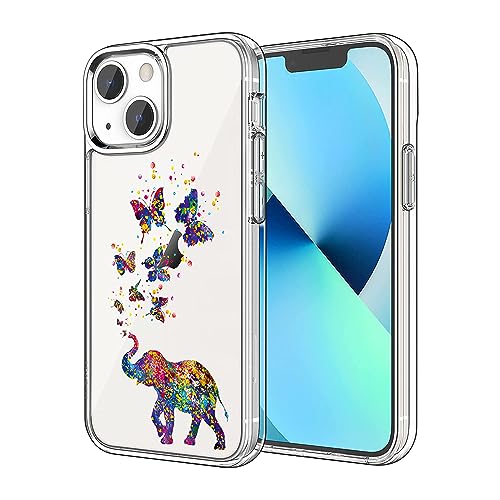 FEIZHIRUNAI Kompatibel mit iPhone 15 Hülle, buntes Schmetterling, niedliches Elefanten-Design, stoßfest, weiches TPU, schlanke Hülle für Damen und Herren von FEIZHIRUNAI