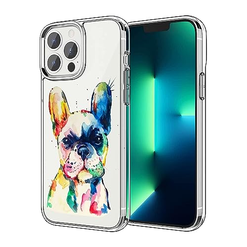 FEIZHIRUNAI Kompatibel mit iPhone 15 Pro Hülle, Aquarell Französische Bulldogge Design Stoßfest Weich TPU Slim Case für Damen Herren von FEIZHIRUNAI