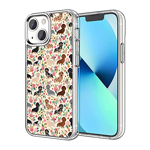 Kompatibel mit iPhone 11 Hülle, niedlicher Hund, lustige Dackel, Hund, Blumen, iPhone-Hülle, stoßfest, transparent, weiche TPU-Hülle, Geschenk für Mädchen und Frauen von FEIZHIRUNAI